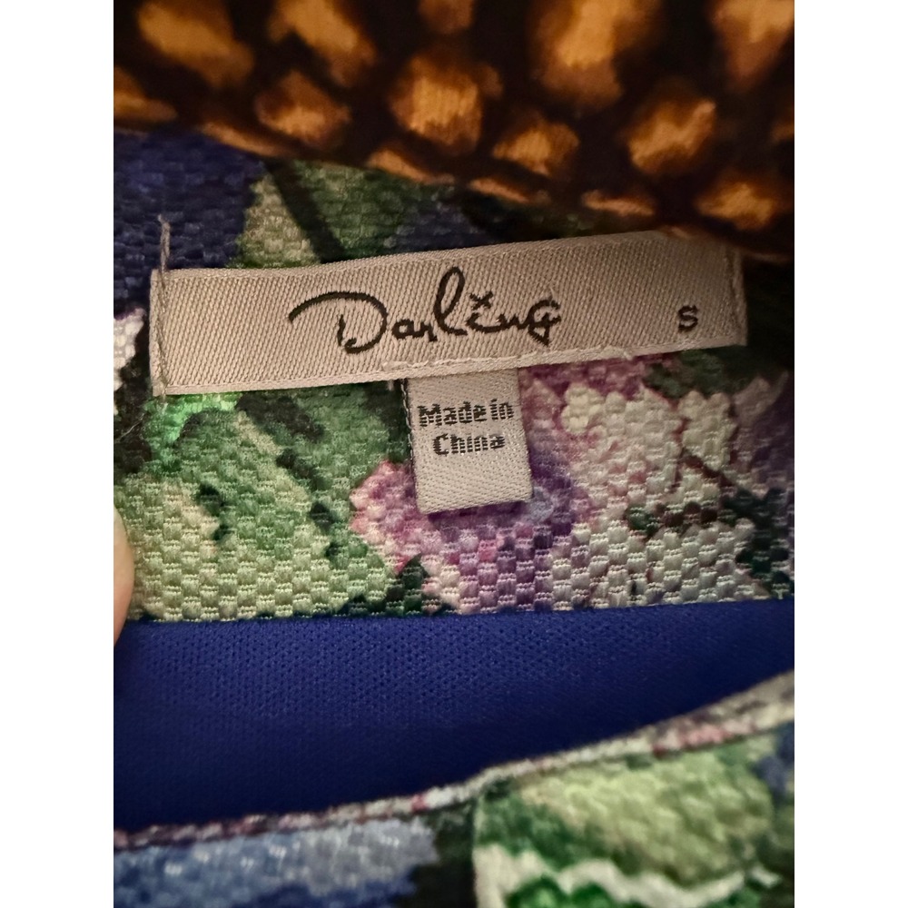 Darling London Floral Tapestry Jacquard Sheath Dress Blue Green Purple Sz S - Picture 3 of 4